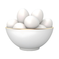 ai generado 3d representación de un blanco huevos en un cuenco en transparente antecedentes - ai generado png