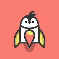 moderno y minimalista pingüino con cohete vector logo