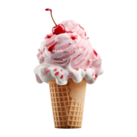 ai gerado 3d Renderização do uma gelo creme cone em transparente fundo - ai gerado png