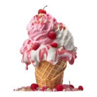 3D Rendering of a Ice Cream Cone on Transparent Background - Ai Generated png
