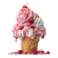 3d Renderização do uma gelo creme cone em transparente fundo - ai gerado png