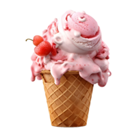 3D Rendering of a Ice Cream Cone on Transparent Background - Ai Generated png