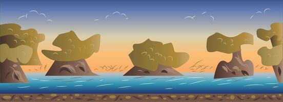 Rocks on The Shore Game Background vector