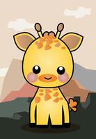 Little Giraffe Cartoon Character vector