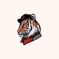 Tiger face sideview head logo vector