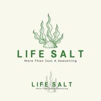 seaweed salt nature ,salt hand drawn logo vector