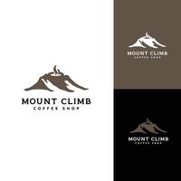 al aire libre montaña y café logo diseño vector