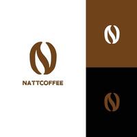 N bean coffee initial logo design vector