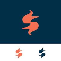 Letter S initial with smoke shape modern simple logo vector