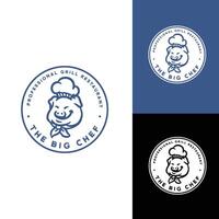 Playful mascot Pig chef smile logo design vector