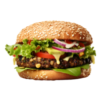 ai generado crujiente hamburguesa en transparente antecedentes - ai generado png