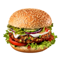 ai generato croccante hamburger su trasparente sfondo - ai generato png