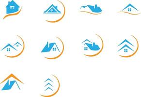 A property logo design with a combination of orange and blue is suitable for business vector