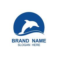 Dolphin logo vector with jumping position .This logo is suitable for travel company, diving or water adventure.