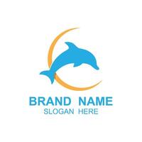 Dolphin logo vector with jumping position .This logo is suitable for travel company, diving or water adventure.