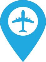 Map pointer with airplane icon . Airplane and location pin icon vector . Airport location pin icon