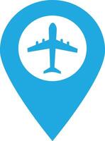 Map pointer with airplane icon . Airplane and location pin icon vector . Airport location pin icon