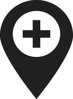 Map pointer with hospital icon . Hospital location map pointer icon vector