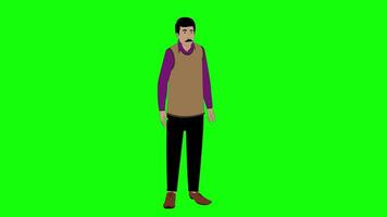 indian teacher cartoon character lip-sync animation loop video