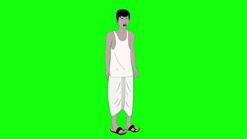 Indian poor man lip-sync cartoon character animation loop video