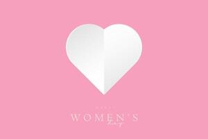Women's Day on 8th of march. International women's day concept for banners, webs, backdrops, arts, posters style with white heart and texts vector