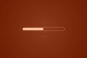 Color trend brown in progress loading bar 50 percent, a loading bar concept design, vector illustration