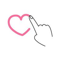 Finger draws a heart vector