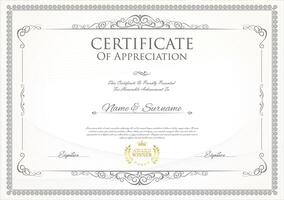 Certificate or diploma template with decorative design calligraphy elements vector