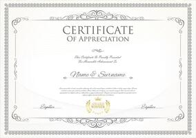 certificado o diploma modelo con decorativo diseño caligrafía elementos vector