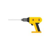 Drill machine flat design vector illustration isolated on white background. Construction tools, vector illustration for graphic design projects