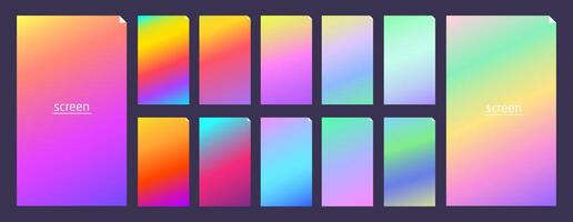 Soft pastel gradient smooth and vibrant color background set for devices vector