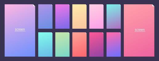 Soft pastel gradient smooth and vibrant color background set for devices vector