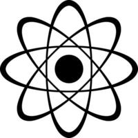 reaccionar y átomo logos con nuclear y ion vectores en un negro y blanco ilustración