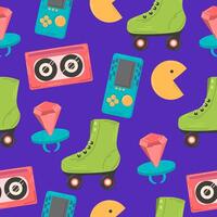 Seamless pattern of retro elements from the 90s and 80s. Antiques. Toys. Cute background. For design. vector