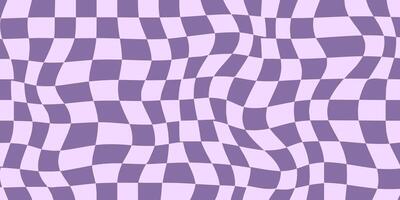 Groovy Hippie Vibes 70s Checkerboard Waves Patterns. Twisted and Distorted Vector Textures, Trendy Retro Psychedelic Style. Perfect for Y2K Aesthetic. Violet color