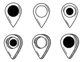 Collection of Hand Drawn Doodle Location Pins. Various Navigation Markers, Pinpoints and Tags for a Whimsical and Informative Touch. vector