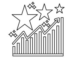 Exclusive benefits icon black and white infographic grow up with arrow and stars vector