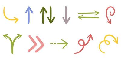 Hand-Drawn Freehand Emphasis Arrows, Swirls, and Doodles. Perfect for Adding a Creative Touch to Graphs, Charts, and Infographics in Presentations and Educational Content. vector