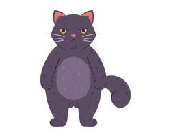 gruñón gato un grasa mullido felino gris con amarillo ojos. un frustrado personaje quien no me gusta cualquier cosa vector