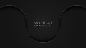 3D black geometric abstract background overlap layer on dark space with waves shape decoration Minimalist modern graphic design element cutout style concept vector