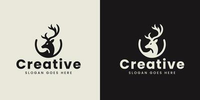 creativo ciervo logo variaciones desplegado en doble antecedentes vector