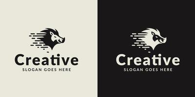 Creative Lion Logo Presentation in Two Color Variations on Contrasting Backgrounds vector
