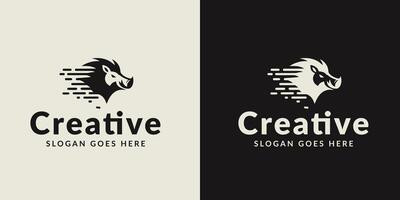 Creative Lion Logo Presentation in Two Color Variations on Contrasting Backgrounds vector