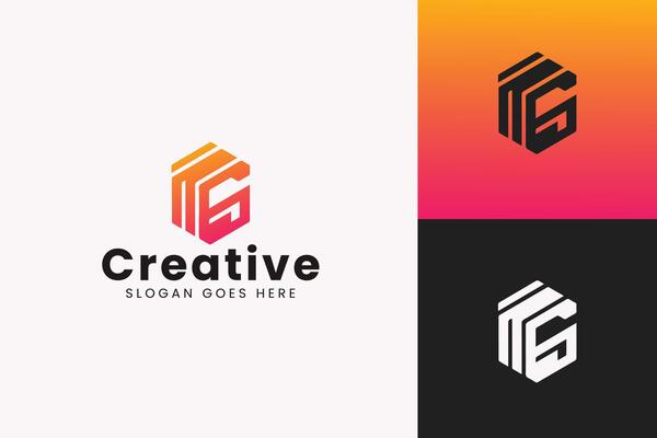 Modern Monogram G Logo Design Showcased on Various Backgrounds