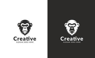 Monochrome Monkey Mascot - Artistic Brand Logo vector