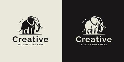 Dual-Toned Elephant Logo Design Showcasing Creativity Against Contrasting Backgrounds vector