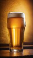 AI generated Beer in  glass in a bar with bokeh background photo