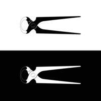 Nail puller pliers silhouette vector. Work tool icon for web, tag, label, mechanical shop, garage, repair shop, workshop. Symbol for mechanical engineering, carpentry, mechanic, engineer, carpenter vector