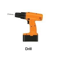 Power drill color illustration vector. Work tool icon for web, tag, label, mechanical shop, garage, repair shop, workshop. Symbol for mechanical engineering, carpentry, mechanic, engineer, carpenter vector