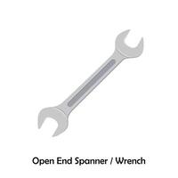 Open-ended spanner color illustration vector. Work tool icon for web, tag, label, mechanical shop, garage, repair shop, workshop. Mechanical profession symbol. Work tool for the mechanic, engineer vector